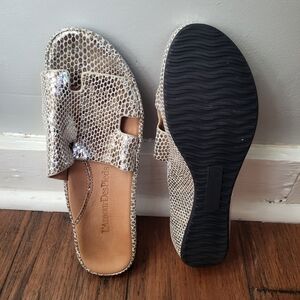 L'Amour Des Pieds Catiana Slide Sandal Metallic Silver Womens Size 7.5